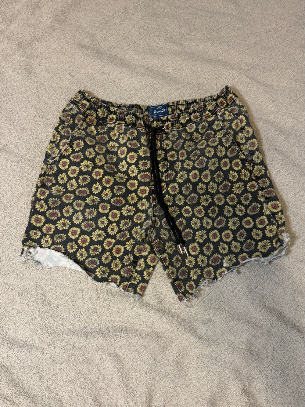 Forever 21 Black Sunflower Print Hybrid Shorts